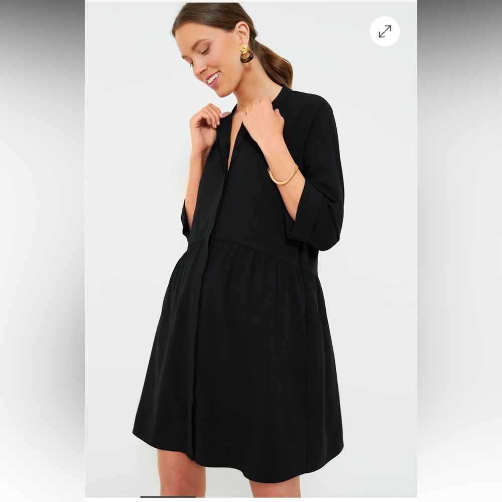 Tuckernuck Royal Black Crepe Shirt Dress